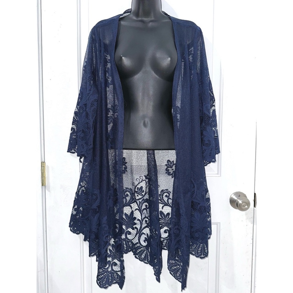 Maurices Dark Blue Blue Lace Kimono - Picture 2 of 6